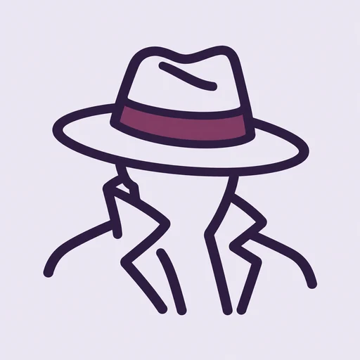 三井ケンのプロフィール画像(中折れ帽とトレンチコートの線画)